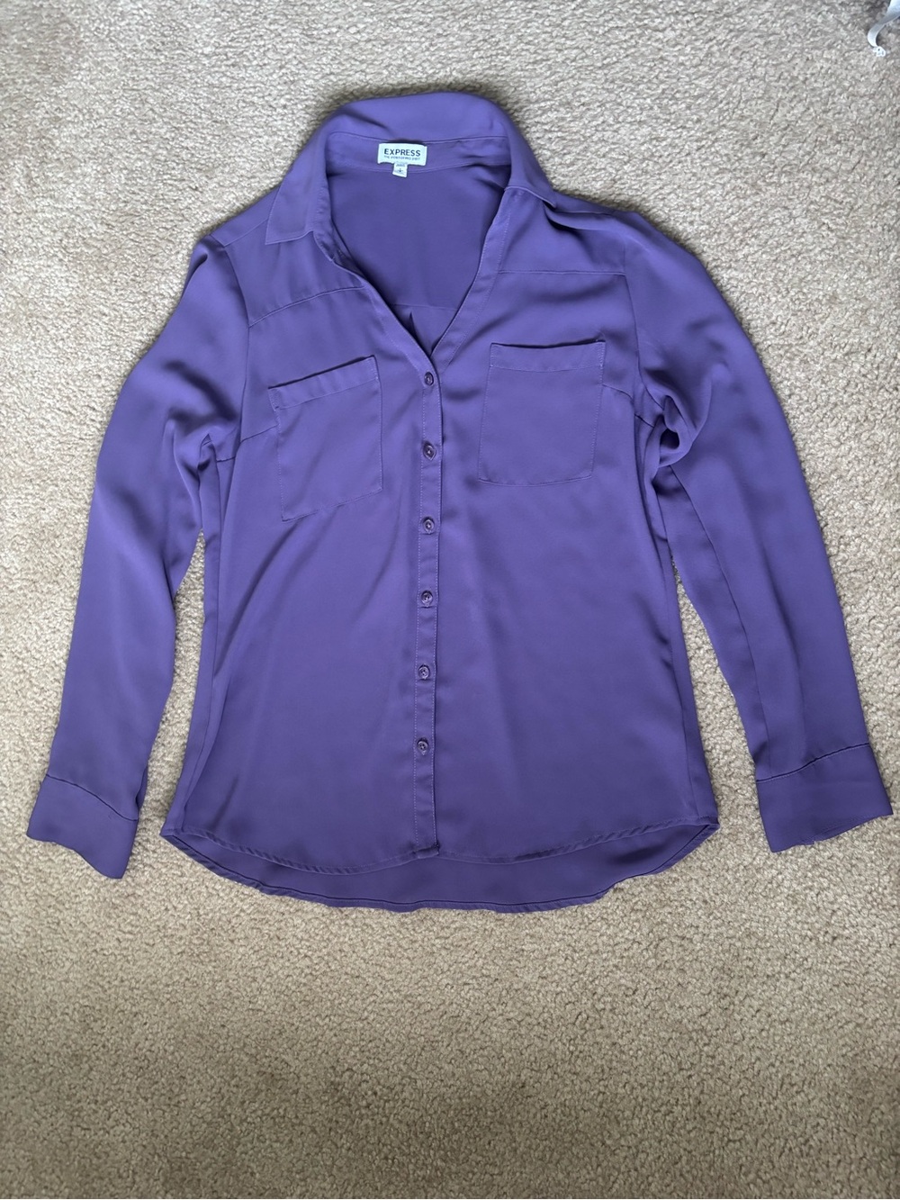 Express Lavender Button-Down Blouse